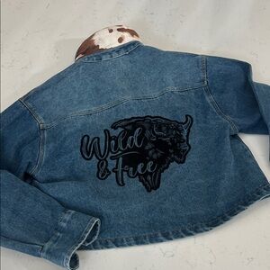 Denim Jean Jacket with Embroidered Design